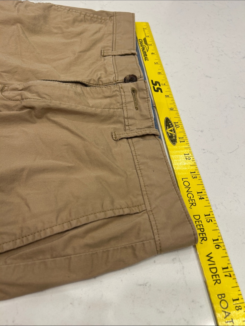 Original Penguin Chino Shorts 31 Khaki Stretch Cotton Flat Front Casual - Picture 4 of 13